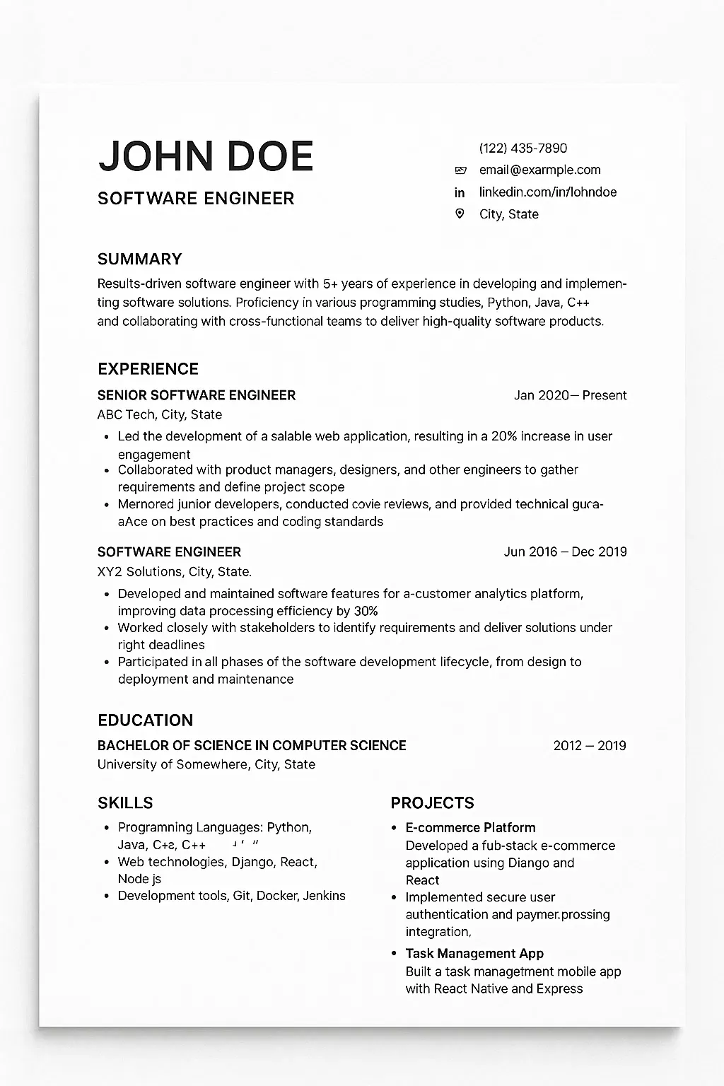 Custom Resume Design (Tech Roles)